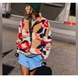 Free People Movement Hit the Slopes Fleece Jacket | Coral Carpet Multi | Size S